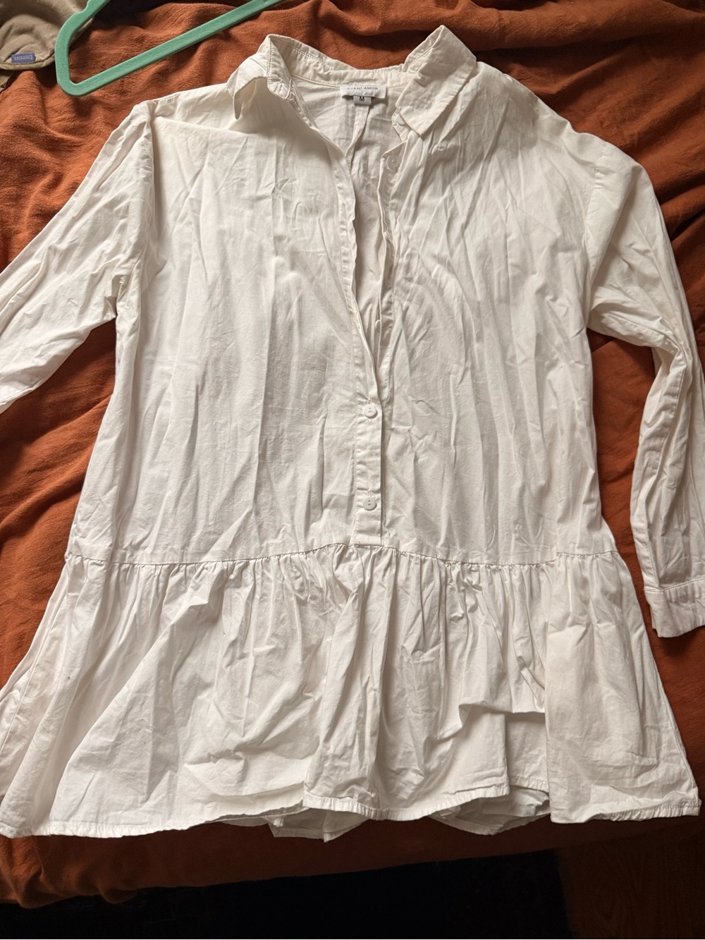 White shirt dress with ruffle